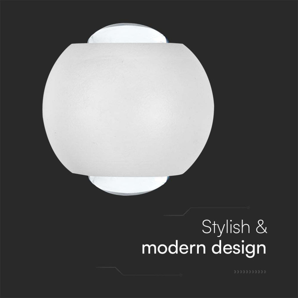 V-TAC Lampada LED da Muro Sferica 2W Doppio Fascio Luminoso Colore Bianco 4000K IP54 V-TAC Lampada LED da Muro Sferica 2W Doppio Fascio Luminoso Colore Bianco 4000K IP54